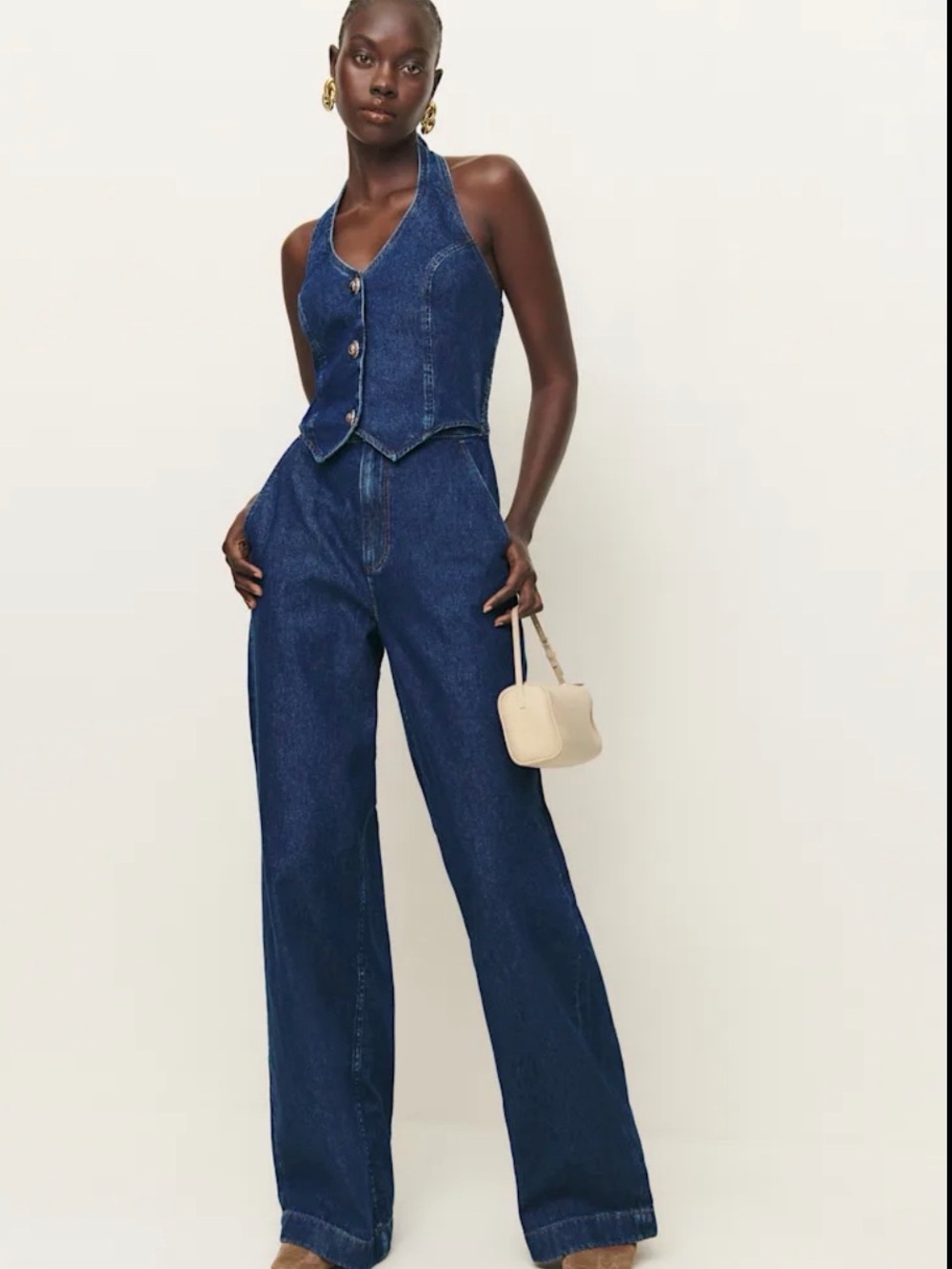 NWT Reformation Lorenza Denim Jumpsuit